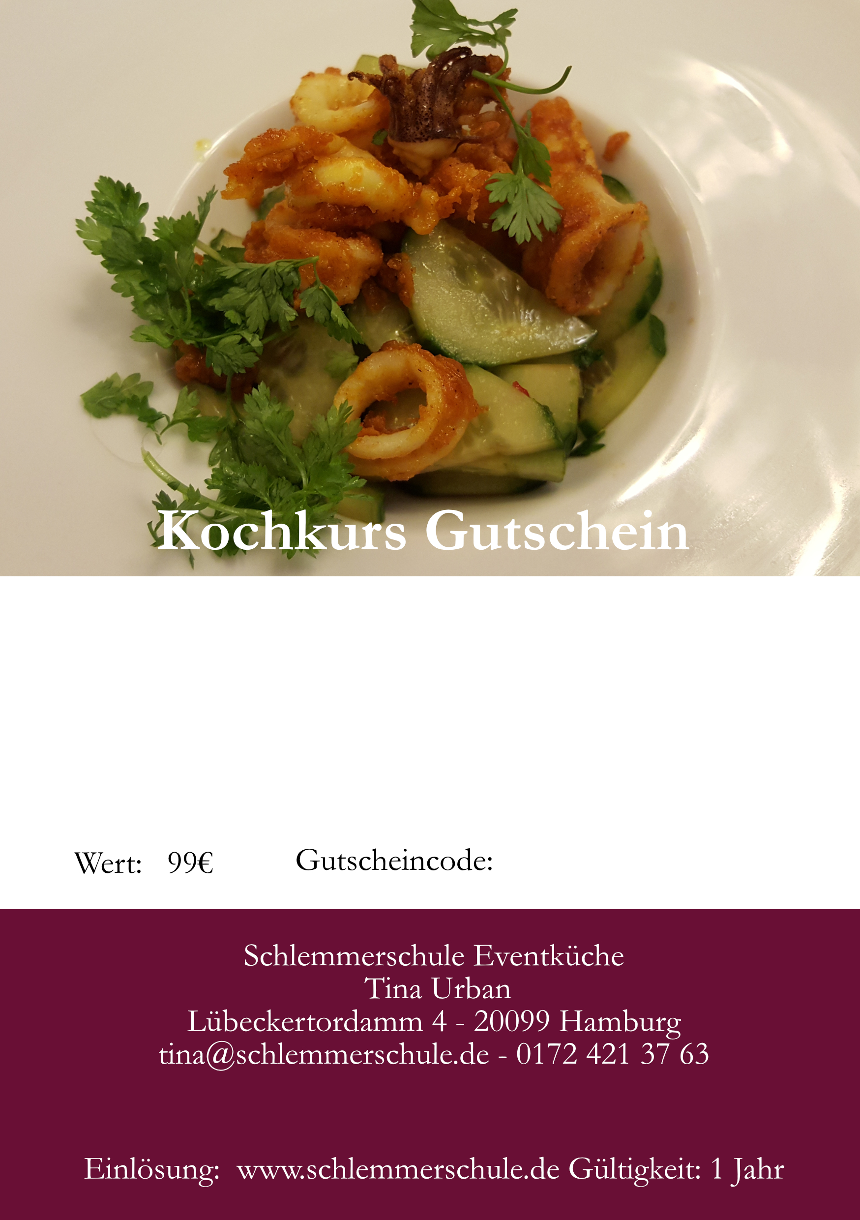 Kochkurs Gutschein - Einzweckgutschein